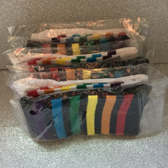 Rainbow Stripe Sport Socks White NEW - Picture 7 of 7